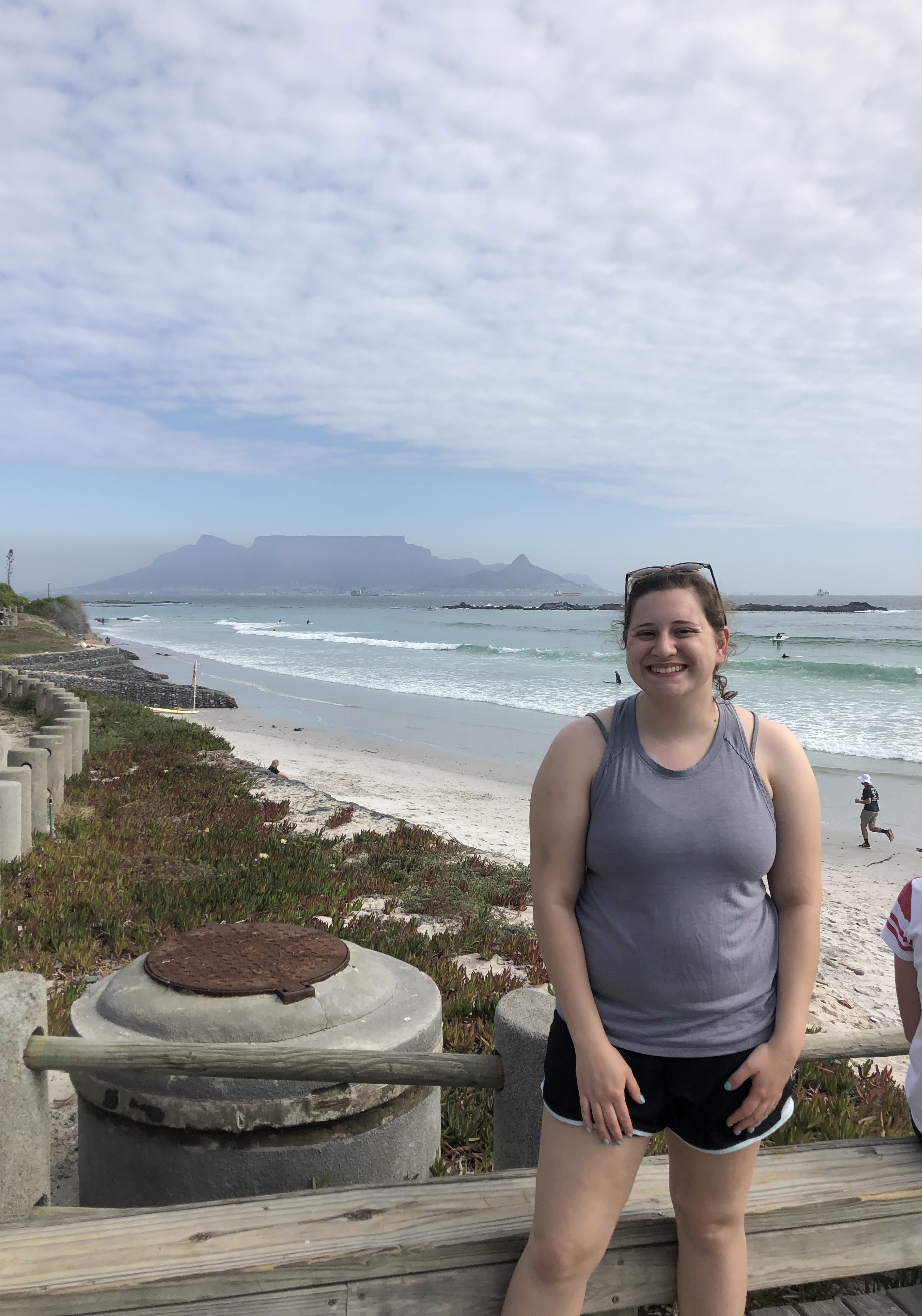 I am standing in front of Table Mountain which can be seen in the distane.